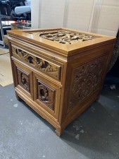 Chinese Carved Wood Nightstands - Pair picture