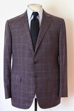 * SARTORIA PARTENOPEA * Rust Purple Plaid Handmade Neapolitan Sport Coat 42 EUC picture