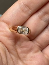 Premium Quality 2.00 Ct Emerald Diamond Bezel Signet Ring Solid 14K Yellow Gold picture