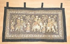 Vintage Kalaga Burmese Myanmar High Relief Padded Embroidered Golden Stitch Lrg picture