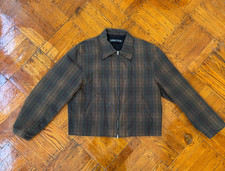OUR LEGACY Hunter Brown Tartan Check Pattern Waxed Mini Jacket Size 46 picture