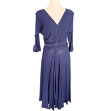 Authentic 1940s JLF Original Blue Rayon Crepe Dress WWII Era Pleated Bodice picture