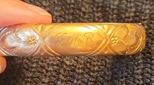 Antique 1917 WWI Marriage Bangle 10K Gold Shell Hinged Bracelet, engraved picture