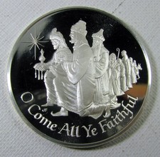 O Come All Ye Faithful Joyful and Triumphant Sterling Silver Christmas Medal picture