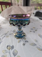 vintage Indiana Glass Blue Iridescent Carnival Glass 