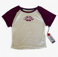 NWT Y2K Limited Too White Purple Short Sleeve Graphic Top Juniors Size S  picture