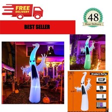 GOOSH Halloween Inflatable Ghost 12 FT Outdoor Yard Decoration with Red Eyes & picture