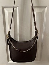 Vtg❤️ 9950 Coach Janice Legacy Chocolate Brown Bag Leather W/ Chain And Charm picture