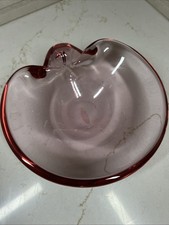 Vintage Alfredo Barbini Murano Art Glass Pink Cranberry Sommerso  Ashtray Bowl picture