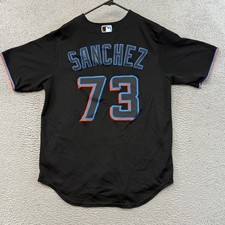 Miami Marlins Jersey Mens Large Black Jesus Sanchez Nike Authentic MLB Sport picture