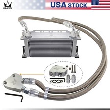 16 Row Engine Oil Cooler Kit For LS1 LS2 LS3 LS6 LS7 4.8L 6.0L 6.2L GM CK Silver picture