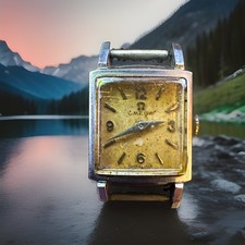 OMEGA Vintage 1940s Square Stainless Steel Manual Wind Beige Dial 17J picture