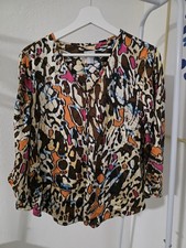Chico's Multicolor Animal Print V-Neck Ruched 3/4 Sleeve Blouse Size 2 picture