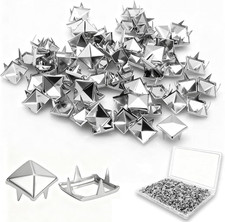 500PCS 10Mm 4-Prong Square Spikes, Silver Metal Pyramid Studs picture