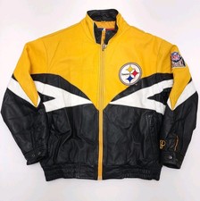 Vintage Pittsburgh Steelers Leather Jacket Large Pro Player Daniel Young Bomber picture