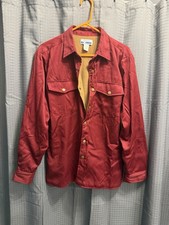 Vintage Haband’s Ice House Shirt Jacket Men’s Small Red Fleece Lined Snap Front picture