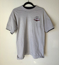 Vintage 90s Meeker Colorado Embroidered Double Collar Ringer Tee Gray Men’s L picture