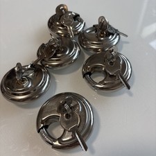 HARDENED ROUND DISK TYPE PADLOCK, STAINLESS STEEL BODY, SHACKLE, TWO KEYS picture