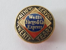 Old 20 Year Service Wells Fargo & Co Express C A Winship Masonic Temple Gold Pin picture