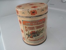 VINTAGE ANTIQUE floral FRENCH BONBONS TIN JOHN TAVERNIER picture
