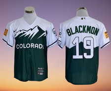 Men's Colorado Rockies #19 charlie blackmon Green Cool Base  Stitched Jersey picture