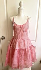 Vintage Betsey Johnson Silk Red Polka Dot Bow Straps Size 6 Dress Rockabilly 50s picture