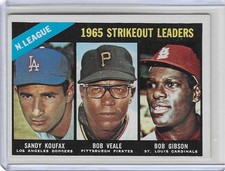 1966 Topps '65 N.L. Strikeout Leaders Koufax, Veale, Gibson - #225 (EX) picture