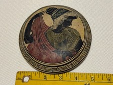 Vintage Hand Painted Greek Ceramic Pyxis Trinket Box Museum Copy Greece 5” picture