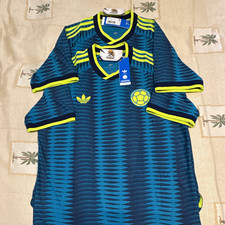 adidas Colombia Authentic Soccer Jersey Away Men's L Short Sleeve Blue Climacool picture