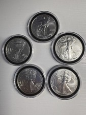 Five 2023 (W) Silver Eagles. Photos of diameter and weight provided. picture