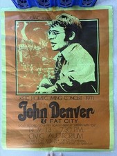 RARE ORIGINAL 18×24 1971 JOHN DENVER & FAT CITY CONCERT POSTER - EMPORIA, KANSAS picture