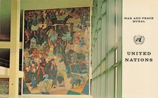 UN Headquarters War & Peace Mural Candido Portinari Postcard Vintage 1950s picture