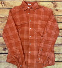 J.Crew Men's Classic Fit Orange Plaid Flannel Cotton Button-Up Shirt S Pockets picture