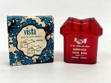 Vintage Vista Two In ne Salt & Pepper Shaker Set Barneveld State Bank Madison Wi picture