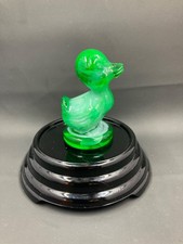 Vintage Boyd's Crystal Art Glass Debbie Duck Mint Green #15 Uranium UV 1983 picture