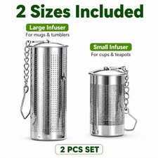2-Pack Stainless Steel Tea Infuser Ball Fine Mesh Strainer w Chain Hook for Tea picture