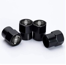 Compatible with Lincoln 4Pcs Tire Valve Stem Caps Black Anodized Aluminum Set picture
