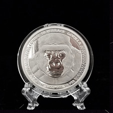 CONGO 5000 FRANCS CFA 2018 SILVERBACK GORILLA PROOF .999% Silver Coin picture