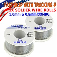 2 Roll 63/37 Tin Rosin Core Solder Wire For Electrical Soldering Sn60 Flux 0.8mm picture