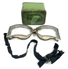 Vintage Gesco Wide Vision Goggles 1920s 1930s Steampunk Clear Glass Lenses picture