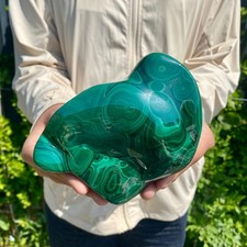 1.42LB Natural glossy Malachite transparent cluster rough mineral sample picture