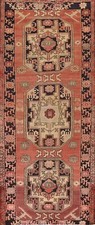 Geometric Vintage Ardebil 10 ft. Runner Rug Handmade Wool 4x10 for Hallway picture