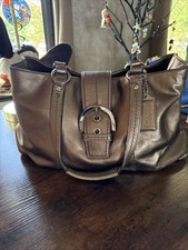 Coach Soho F18751 Bronze Leather  Tote Shoulder Bag Buckle Vintage Y2K READ picture