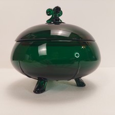 VTG 1953 Viking Glass Evergreen Radiance Candy Dish Box W/ Lid #4289 MCM Atomic picture