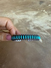 Vintage Navajo Sterling Silver Turquoise Cuff Bracelet Handmade Native American picture