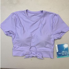 NWT Coolibar Hibiscus Island Crop Swim Tee XS Purple UPF 50+ Rash Guard *Read picture