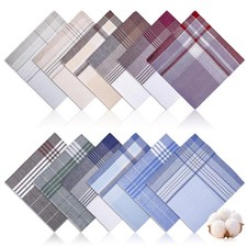Men's Soft Cotton 100% Classic Style 16x16 Inch Handkerchiefs for Men Boys picture