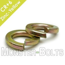 Split Lock Washers Thru Hardened Alloy, Zinc Yellow 1/4, 5/16, 3/8, 7/16 1/2 3/4 picture