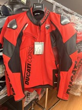 Ducati Corse Dainese Leather Motorcycle Jacket TRAFORATA C6 Red Size 52 ORIGINAL picture