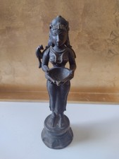 Antique 1800s Indian Bronze Deepalakshmi Statue 8